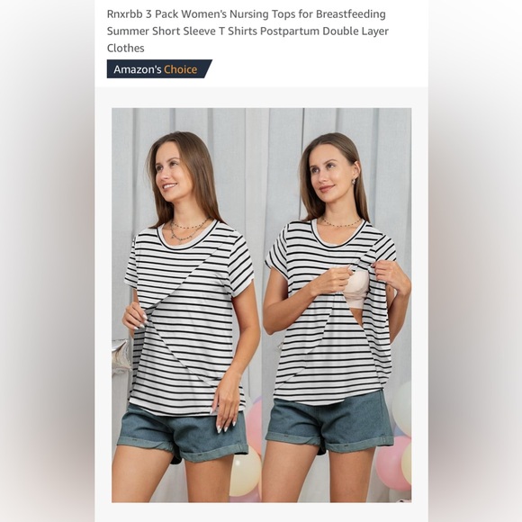 NWT Striped Short Sleeve Nursing Shirt - Picture 4 of 4